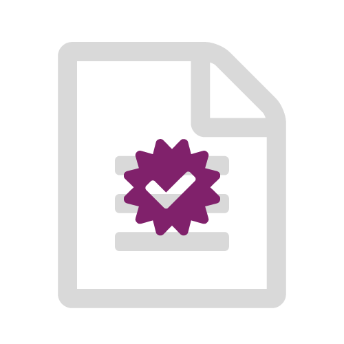 Image - A document with a checkmark in a seal icon.
