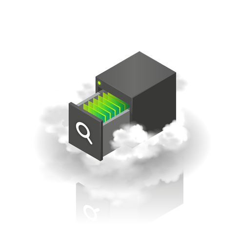 Image - A file cabinet full of records floating in clouds.