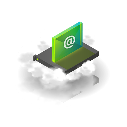Image - An envelope on top of a server floating in clouds.
