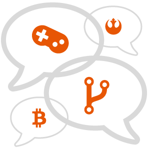 Image - Chat bubbles with nerdy icons.